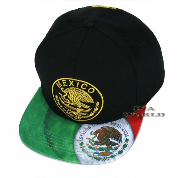 MEXICAN MEXICO Hat Gold Federal Logo Eagle Flag Flat Bill Snapback Baseball Cap - Picture 6 of 7